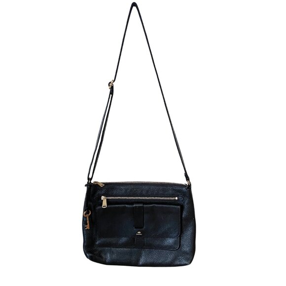 FOSSIL KINLEY BLACK LEATHER SMALL CROSSBODY BAG - Picture 7 of 9